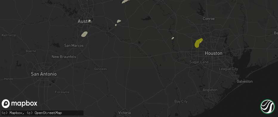 Hail map in Weimar, TX on June 2, 2026