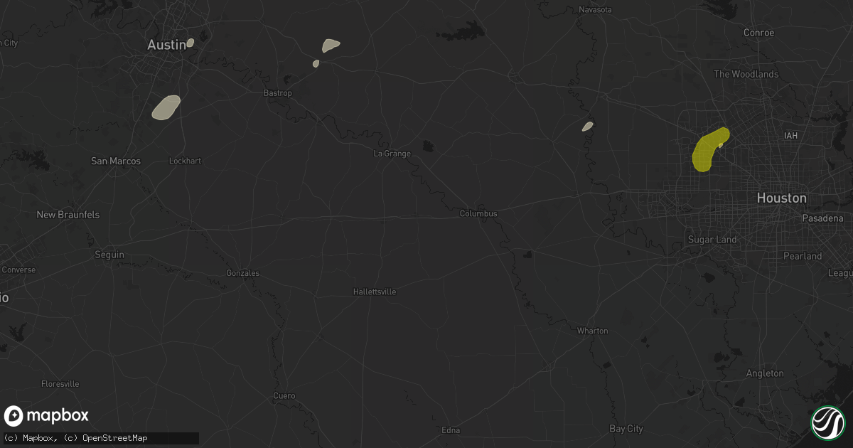 Hail map in Weimar, TX on June 2, 2026