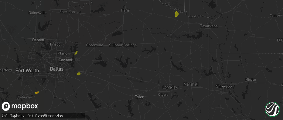 Hail map in Winnsboro, TX on June 2, 2026