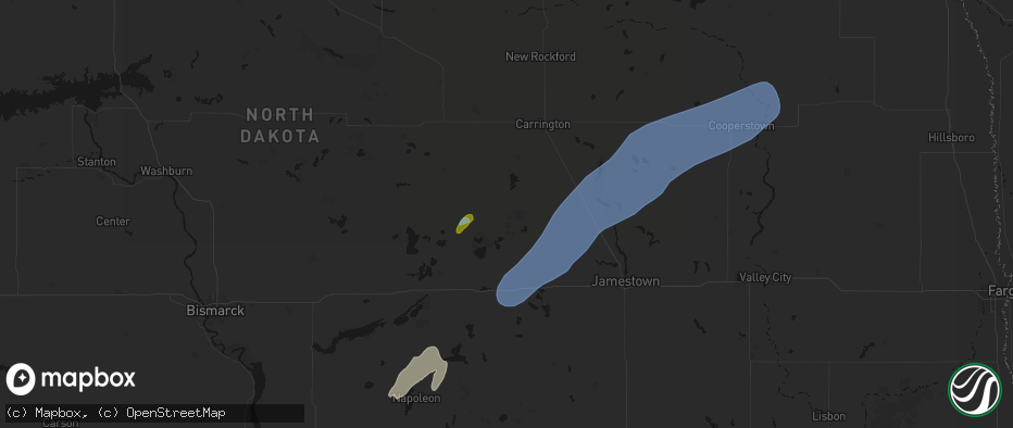 Hail map in Woodworth, ND on June 2, 2026