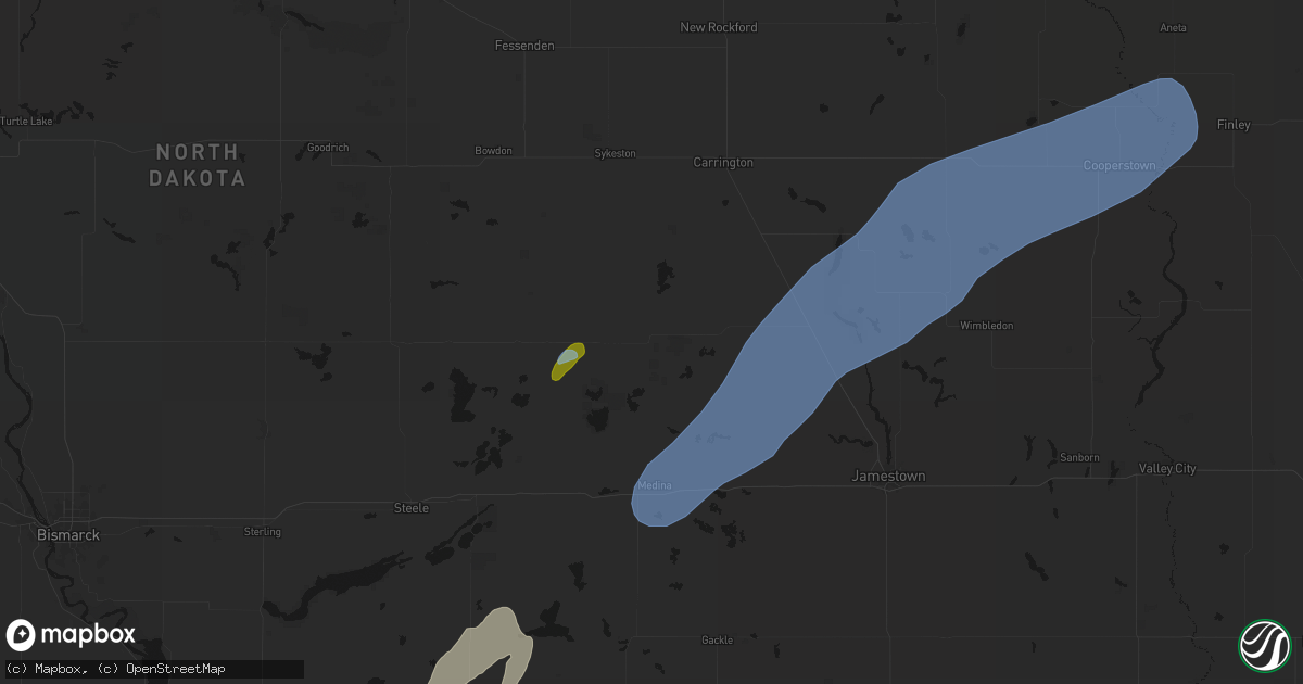 Hail map in Woodworth, ND on June 2, 2026