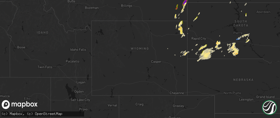 Hail map in Wyoming on June 2, 2026