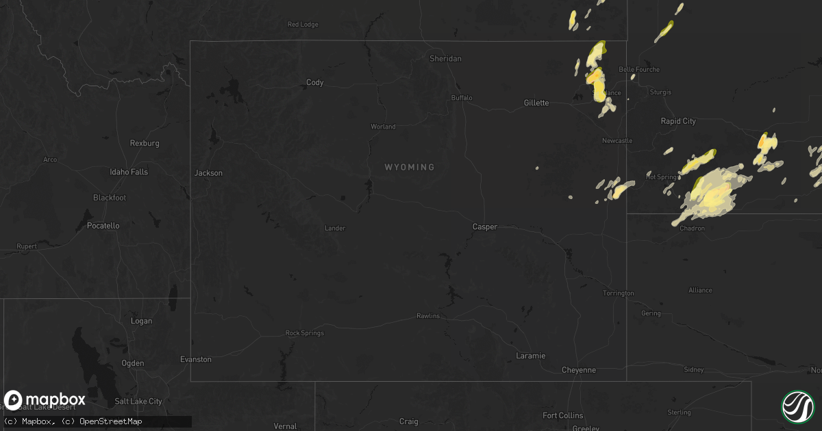 Hail map in Wyoming on June 2, 2026