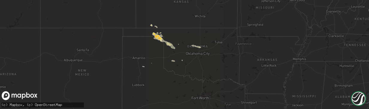 Hail map in Oklahoma on June 3, 2013