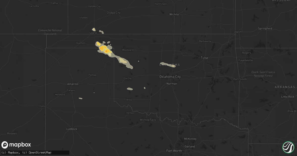 Hail map in Oklahoma on June 3, 2013