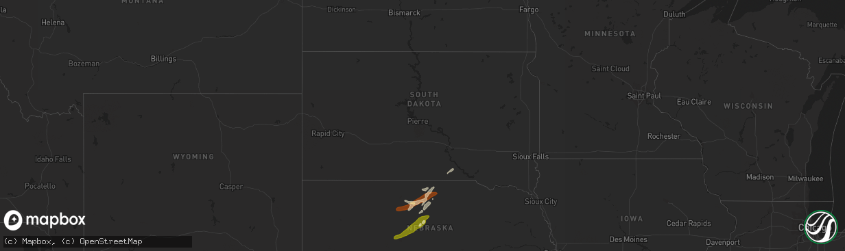 Hail map in South Dakota on June 3, 2013