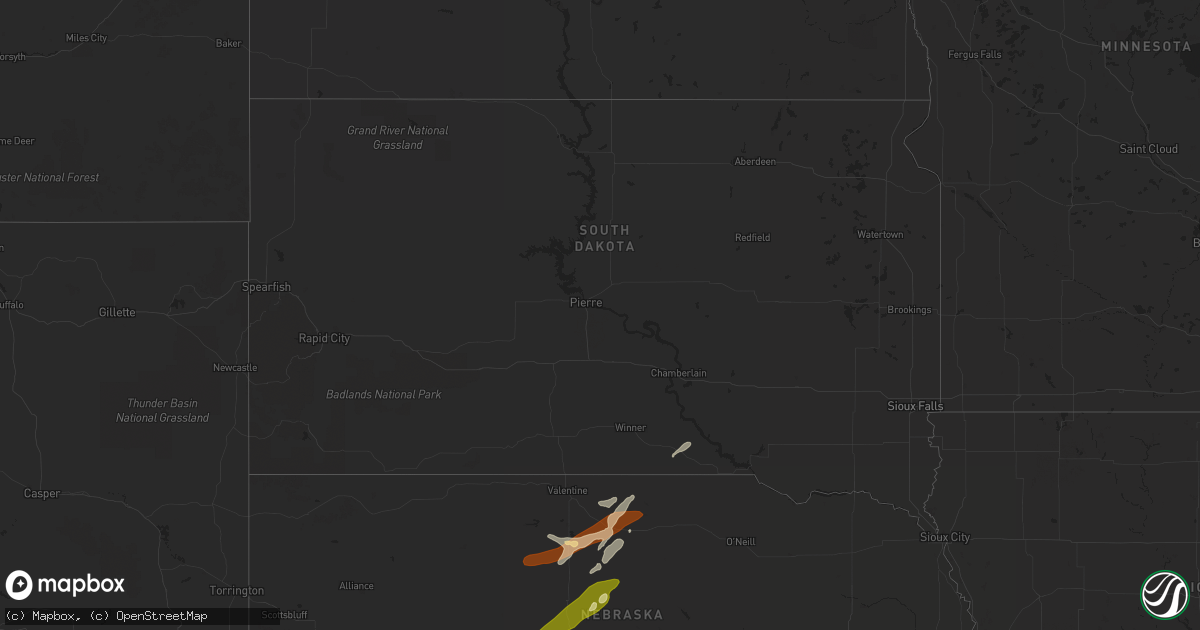 Hail map in South Dakota on June 3, 2013