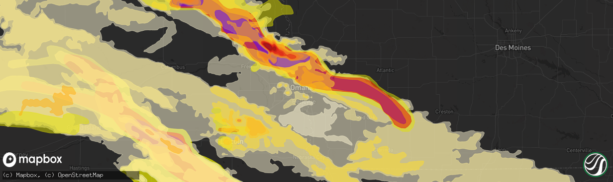 Hail map in Council Bluffs, IA on June 3, 2014