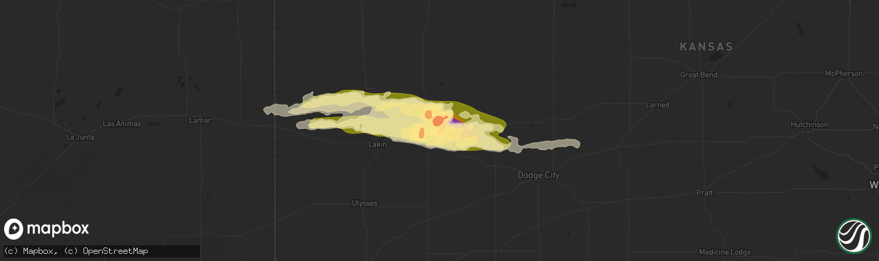 Hail map in Garden City, KS on June 3, 2014