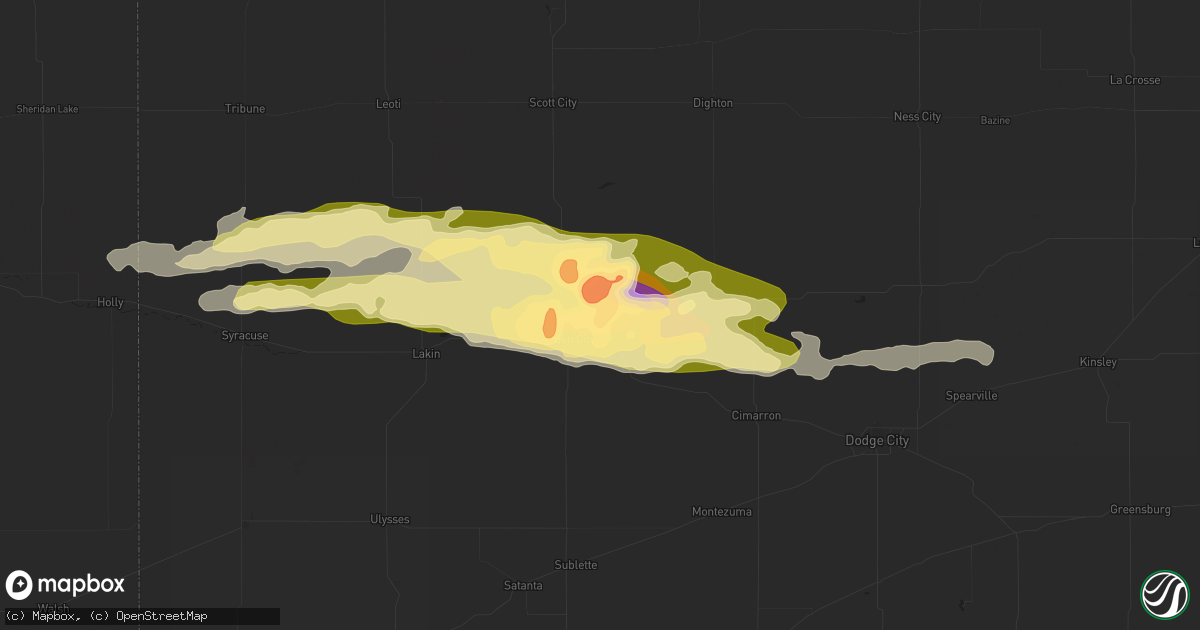 Hail map in Garden City, KS on June 3, 2014