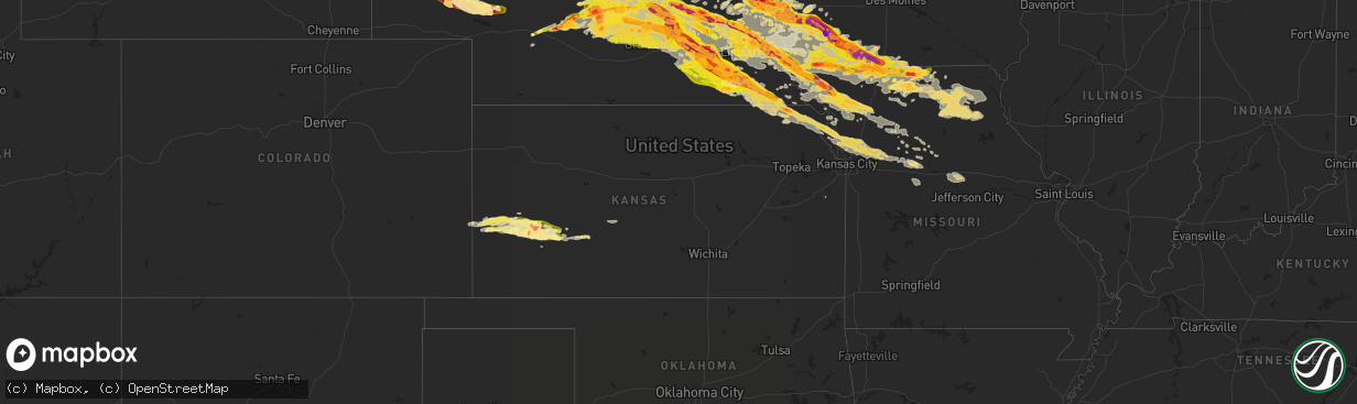 Hail map in Kansas on June 3, 2014