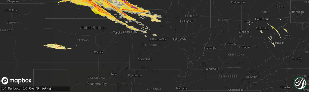 Hail map in Missouri on June 3, 2014