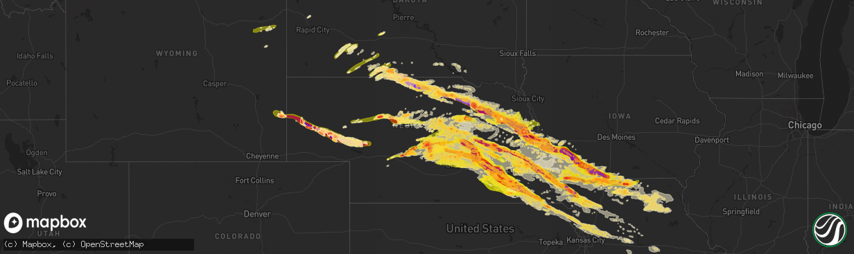 Hail map in Nebraska on June 3, 2014