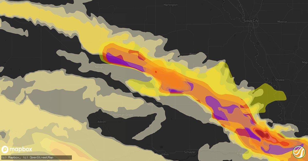 Hail map in Norfolk, NE on June 3, 2014