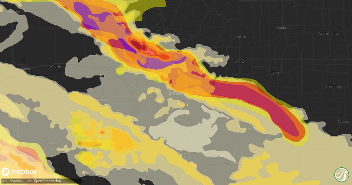 Hail map in Omaha, NE on June 3, 2014