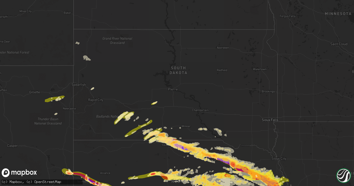 Hail map in South Dakota on June 3, 2014