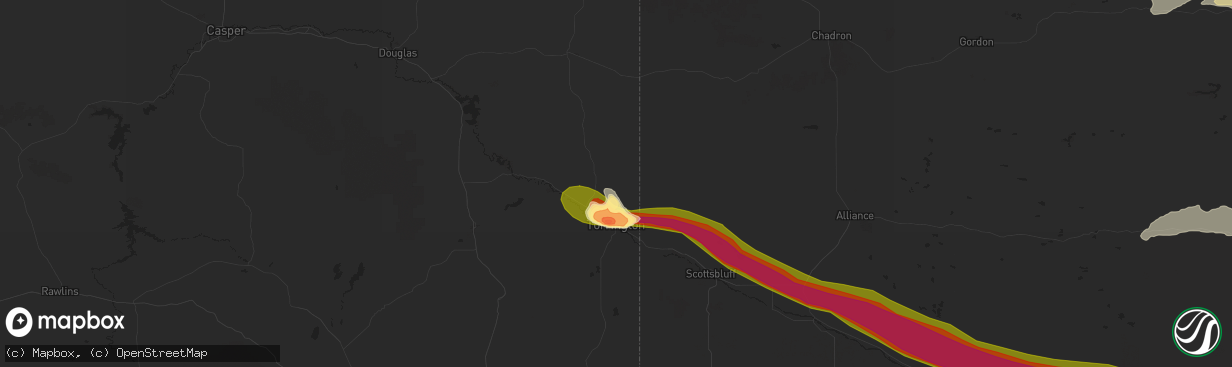 Hail map in Torrington, WY on June 3, 2014