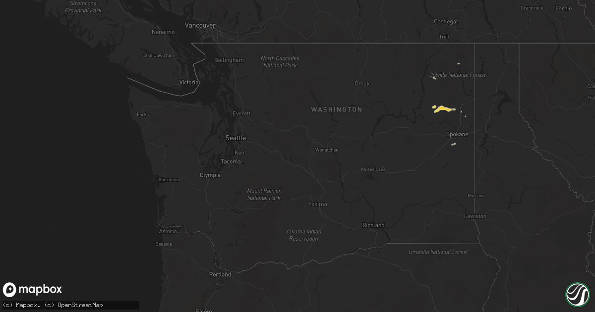 Hail map in Washington on June 3, 2014