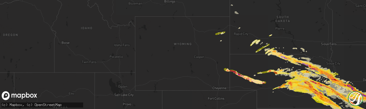 Hail map in Wyoming on June 3, 2014