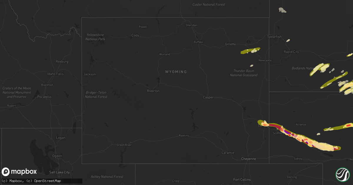 Hail map in Wyoming on June 3, 2014