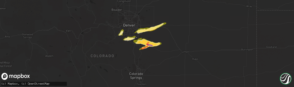 Hail map in Elizabeth, CO on June 3, 2015