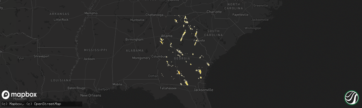 Hail map in Georgia on June 3, 2015
