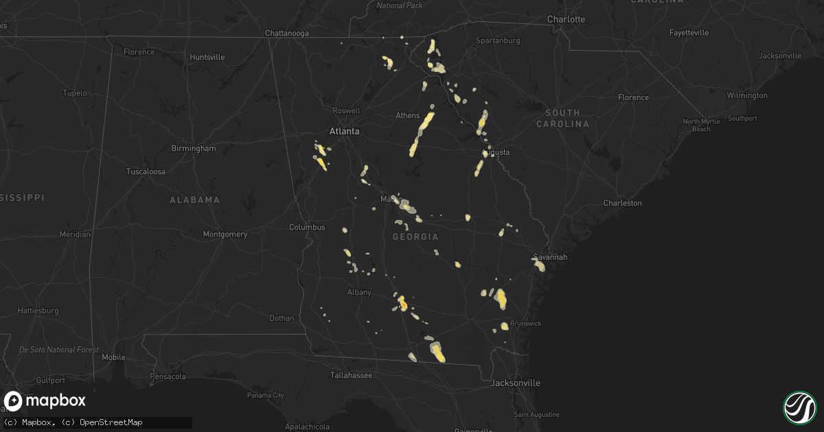 Hail map in Georgia on June 3, 2015