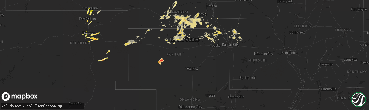 Hail map in Kansas on June 3, 2015