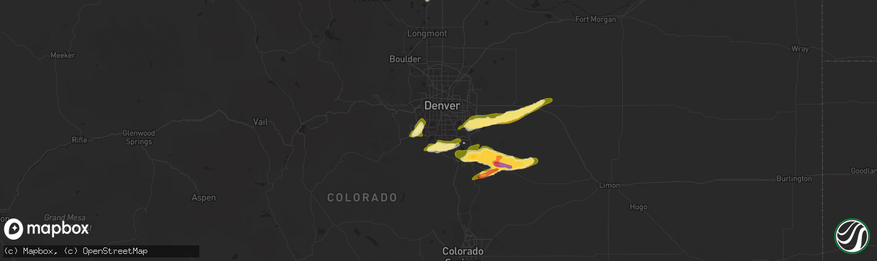 Hail map in Littleton, CO on June 3, 2015