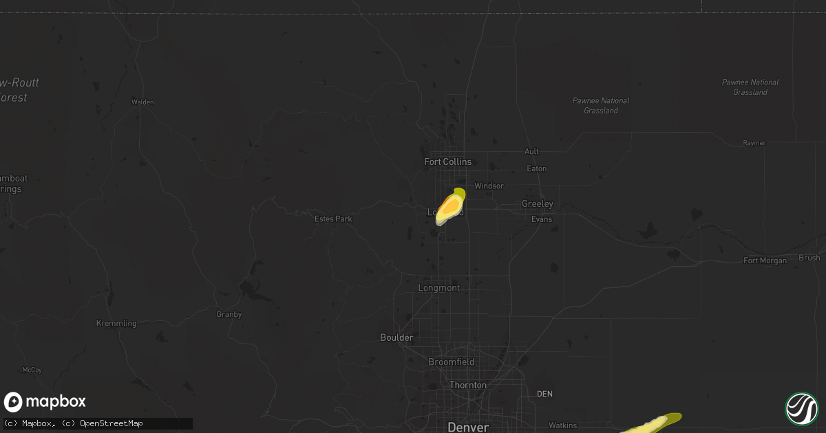 Hail map in Loveland, CO on June 3, 2015
