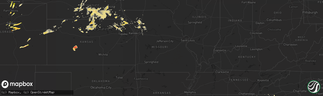 Hail map in Missouri on June 3, 2015