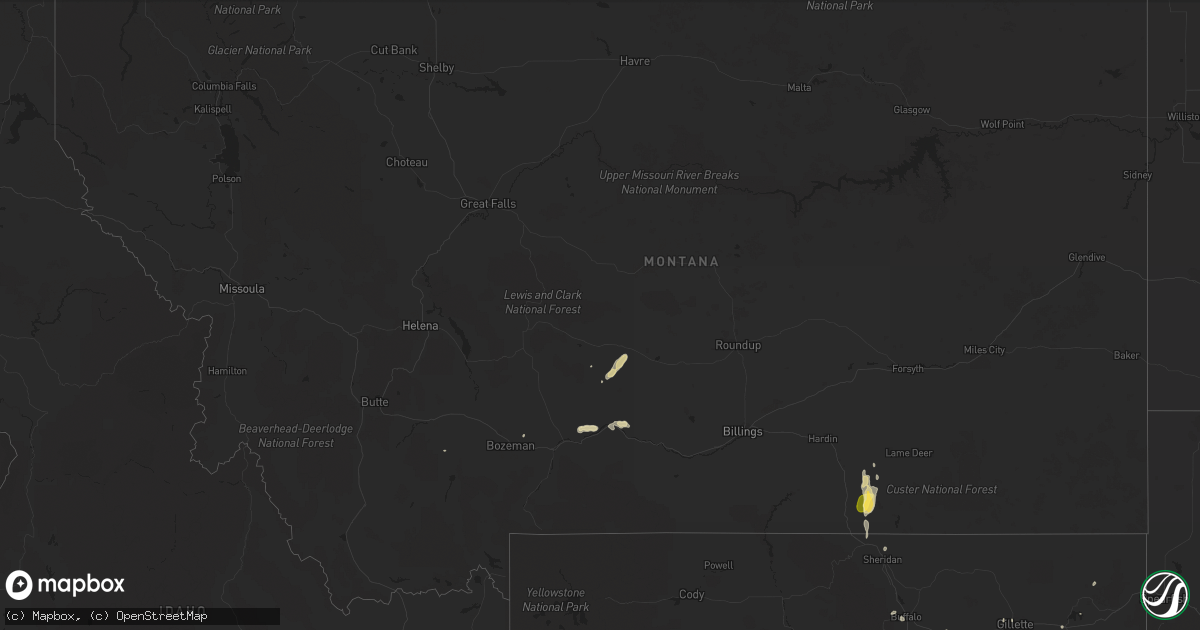 Hail map in Montana on June 3, 2015