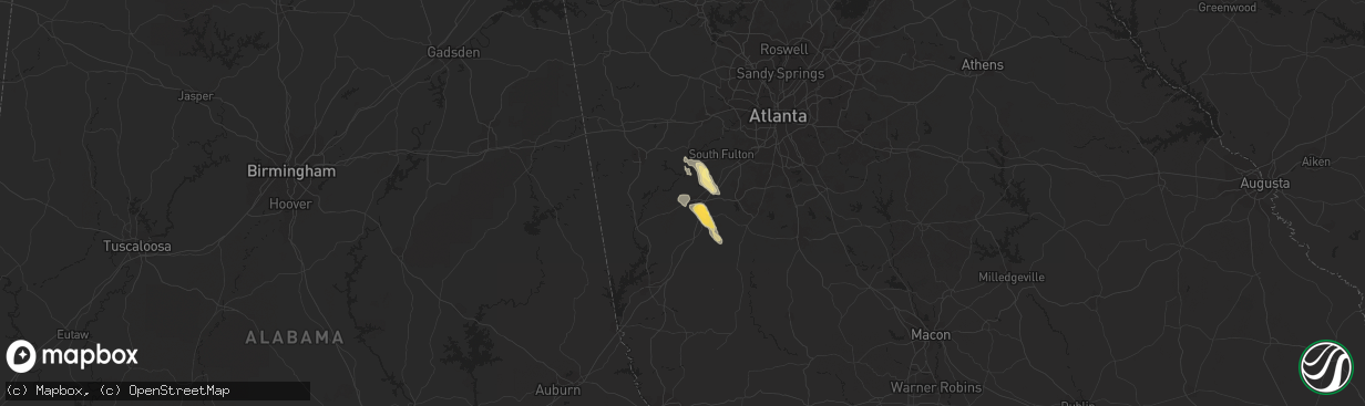 Hail map in Newnan, GA on June 3, 2015