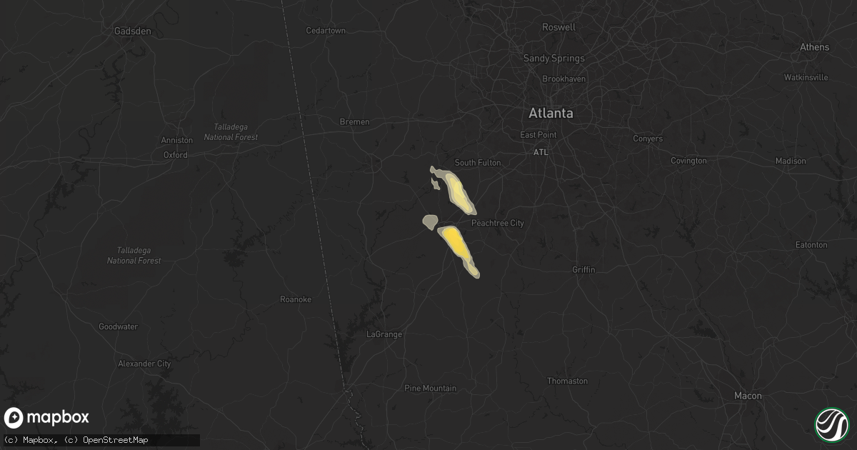 Hail map in Newnan, GA on June 3, 2015