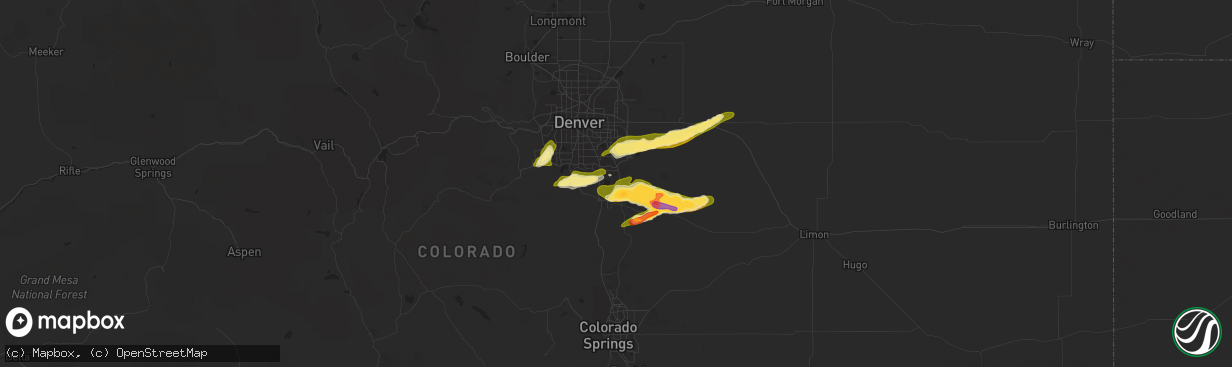 Hail map in Parker, CO on June 3, 2015