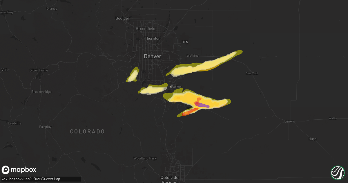 Hail map in Parker, CO on June 3, 2015