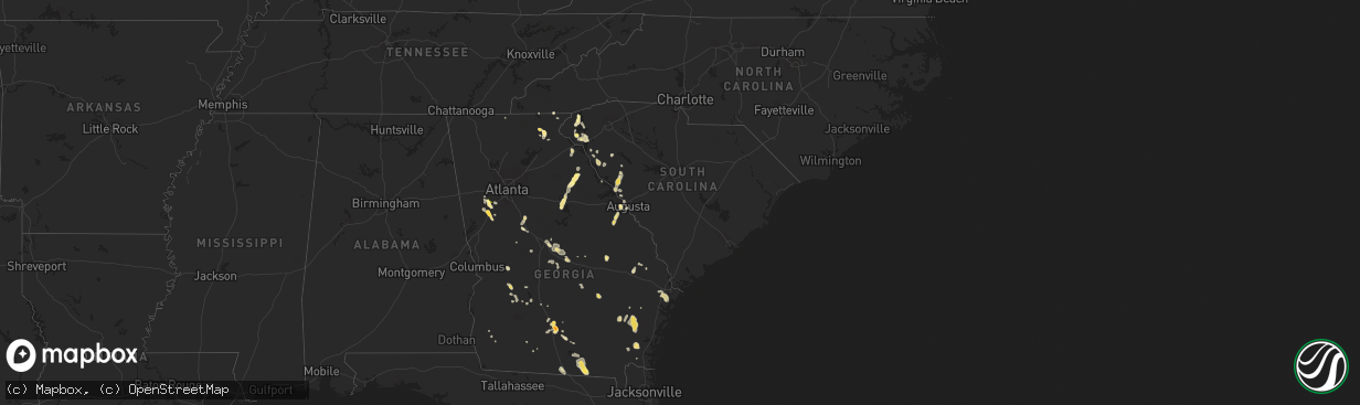 Hail map in South Carolina on June 3, 2015