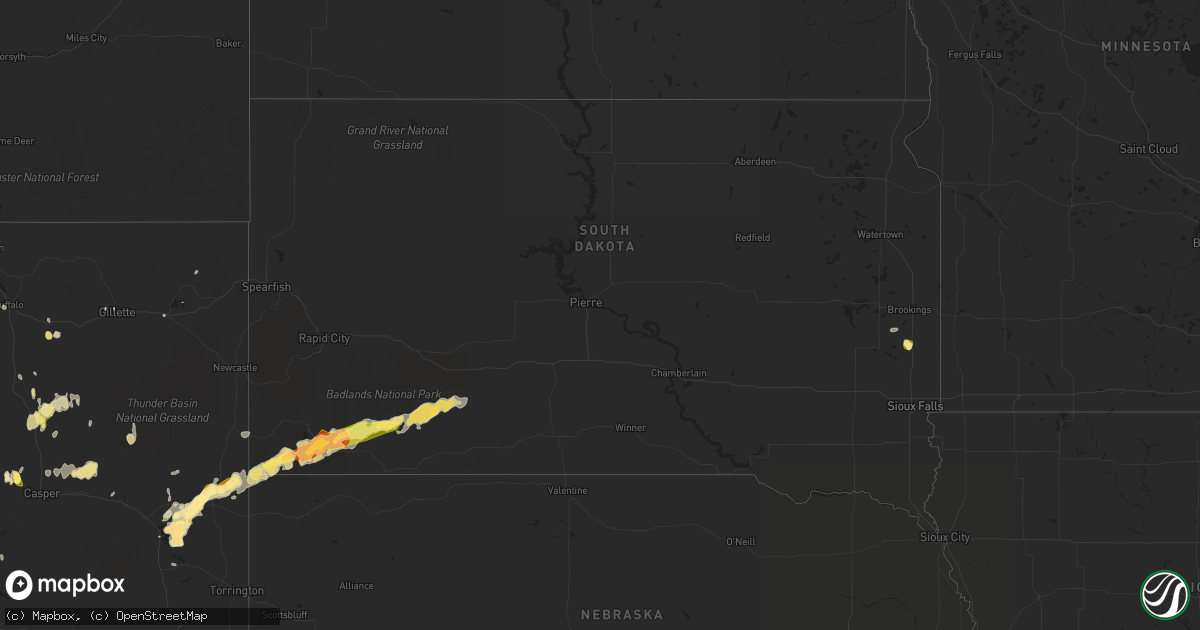 Hail map in South Dakota on June 3, 2015
