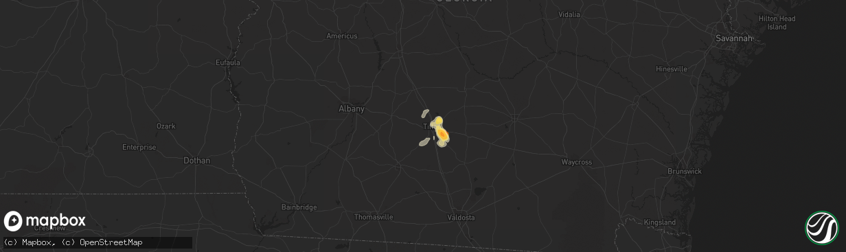 Hail map in Tifton, GA on June 3, 2015