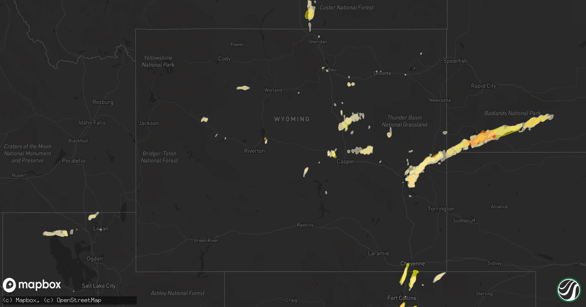 Hail map in Wyoming on June 3, 2015