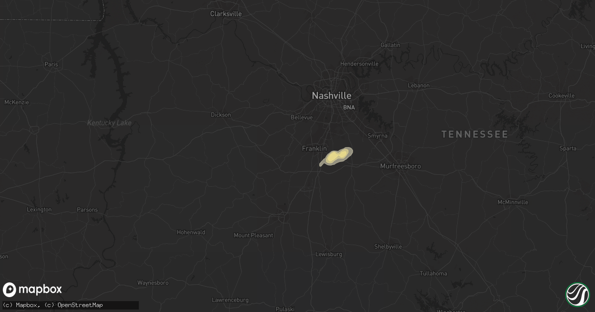 Hail map in Franklin, TN on June 3, 2016
