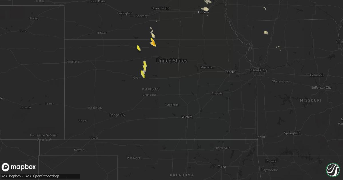Hail map in Kansas on June 3, 2016