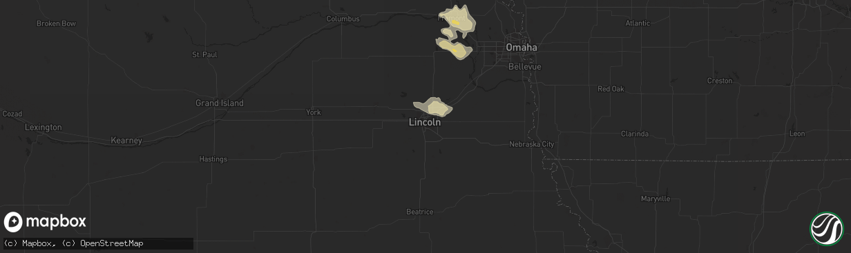 Hail map in Lincoln, NE on June 3, 2016