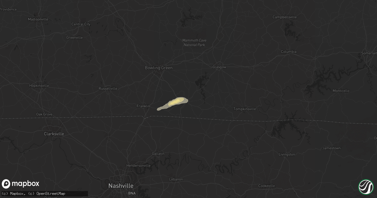 Hail map in Scottsville, KY on June 3, 2016