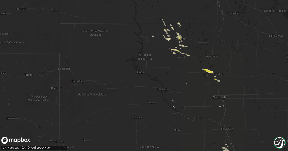 Hail map in South Dakota on June 3, 2016