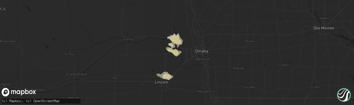 Hail map in Yutan, NE on June 3, 2016