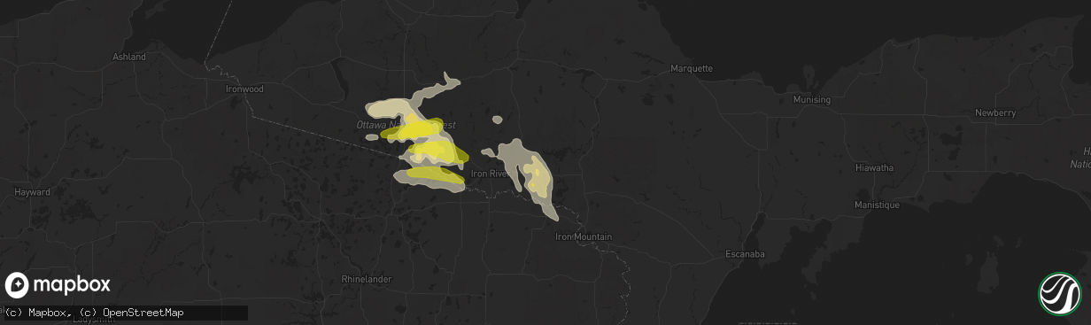 Hail map in Crystal Falls, MI on June 3, 2017