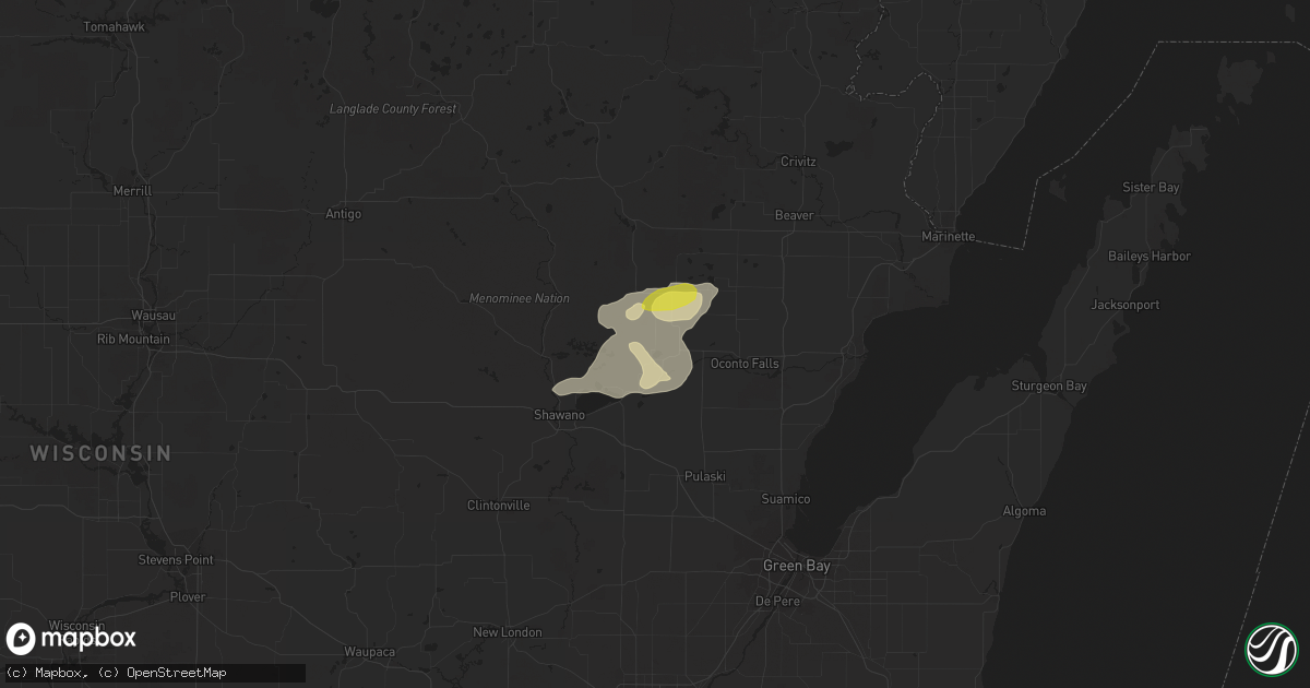 Hail map in Gillett, WI on June 3, 2017