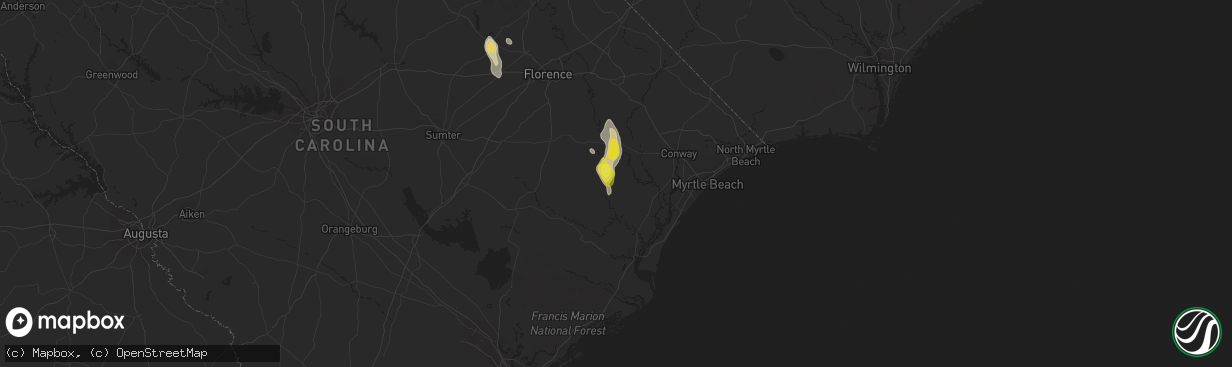 Hail map in Hemingway, SC on June 3, 2017