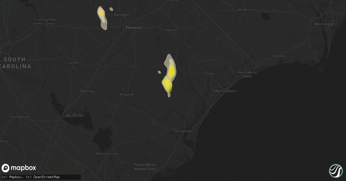 Hail map in Hemingway, SC on June 3, 2017